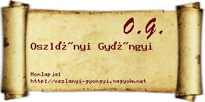 Oszlányi Gyöngyi névjegykártya